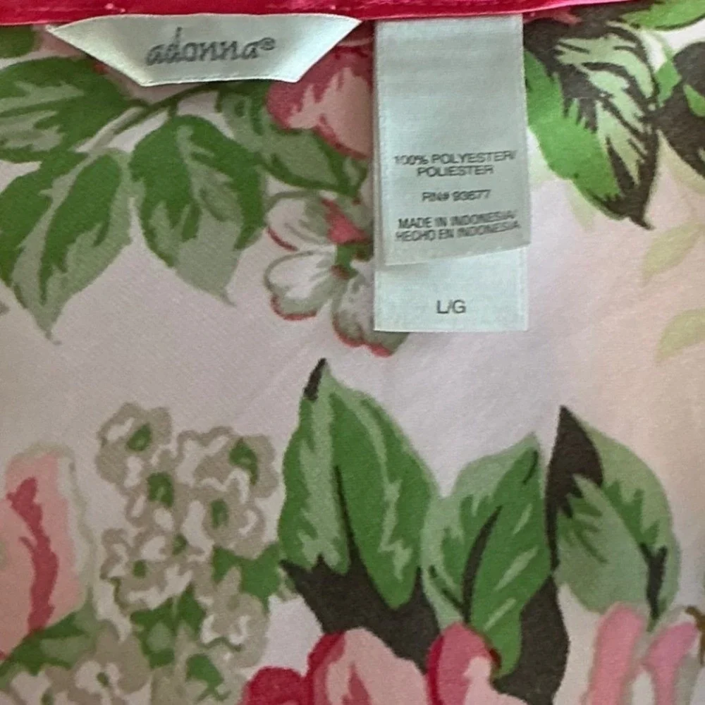 Adonna‎ Vintage Pink Floral Satin Coquette Slip Dress Adjustable Straps Large
